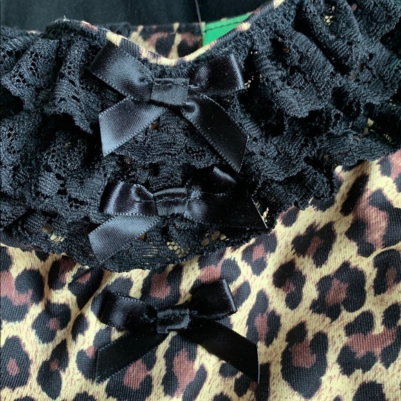 strapless black Lacey leopard rockabilly 50s pin up dress M NWT - Picture 2 of 16